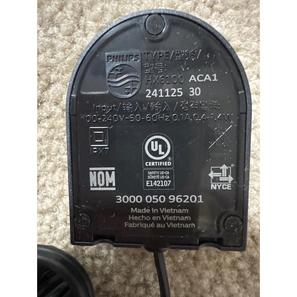 Philips HX6100 ACA1 Power Adapter Charger‎ Black 100 240V